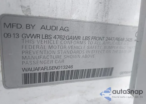 2014 Audi A4 2.0T Premium from USA, damaged, VIN WAUAFAFL5EN013246